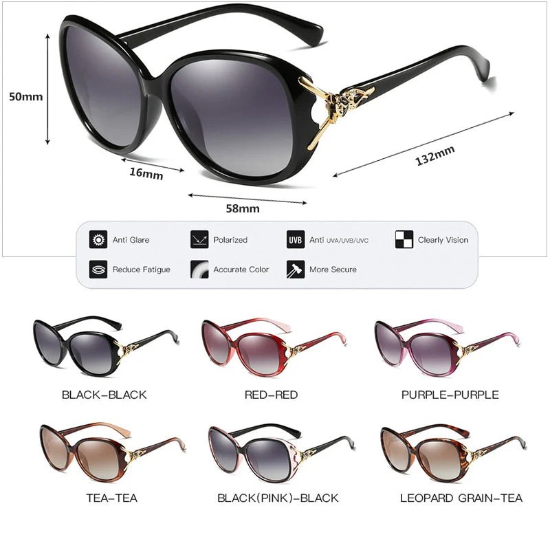 2025 Nova Moda Grande Retro Polarizado Óculos de Sol Feminino UV400 Lady - SHAMYS ONLINE SHOPPING