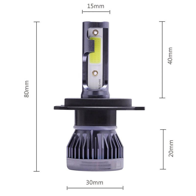 2Pcs LED H4 H7 Farol de carro H1 Lâmpada LED H8 H11 9005 HB3 9006 HB4 9004 HB1 H3 HB5 H13 Luzes Led 20000LM Turbo lâmpada 12V - SHAMYS ONLINE SHOPPING