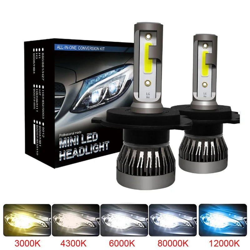 2Pcs LED H4 H7 Farol de carro H1 Lâmpada LED H8 H11 9005 HB3 9006 HB4 9004 HB1 H3 HB5 H13 Luzes Led 20000LM Turbo lâmpada 12V - SHAMYS ONLINE SHOPPING
