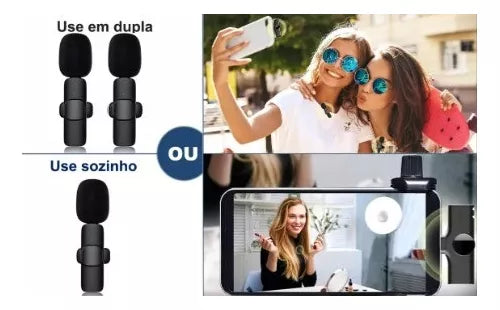 Basix 2.4G Microfone de lapela sem fio portátil para gravação de áudio e vídeo para iPhone e Androide