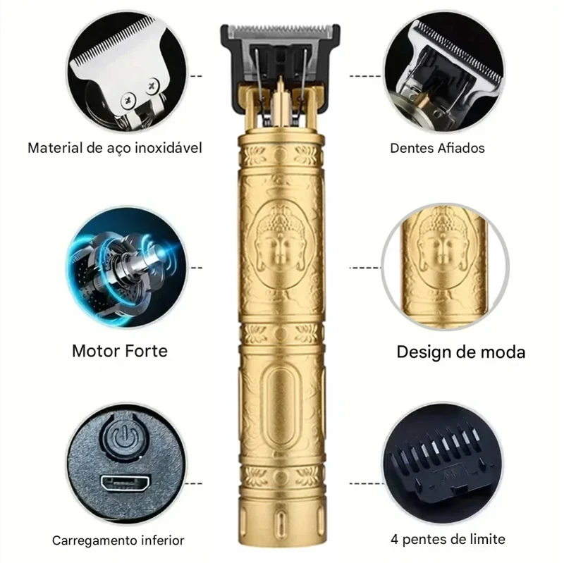 Máquina de cortar cabelo profissional para homens T9 elétrica recarregável