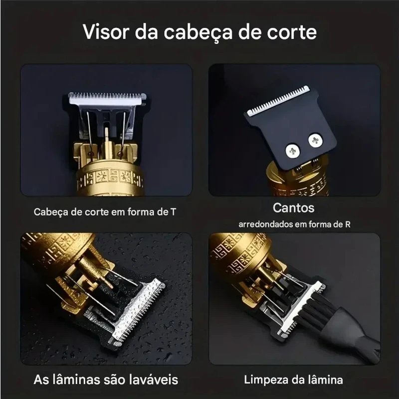 Máquina de cortar cabelo profissional para homens T9 elétrica recarregável