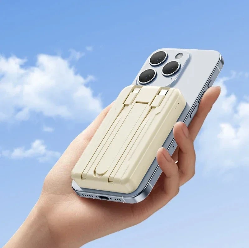 Power Bank magnético para carregamento rápido Power Bank sem fio com suporte para cabo