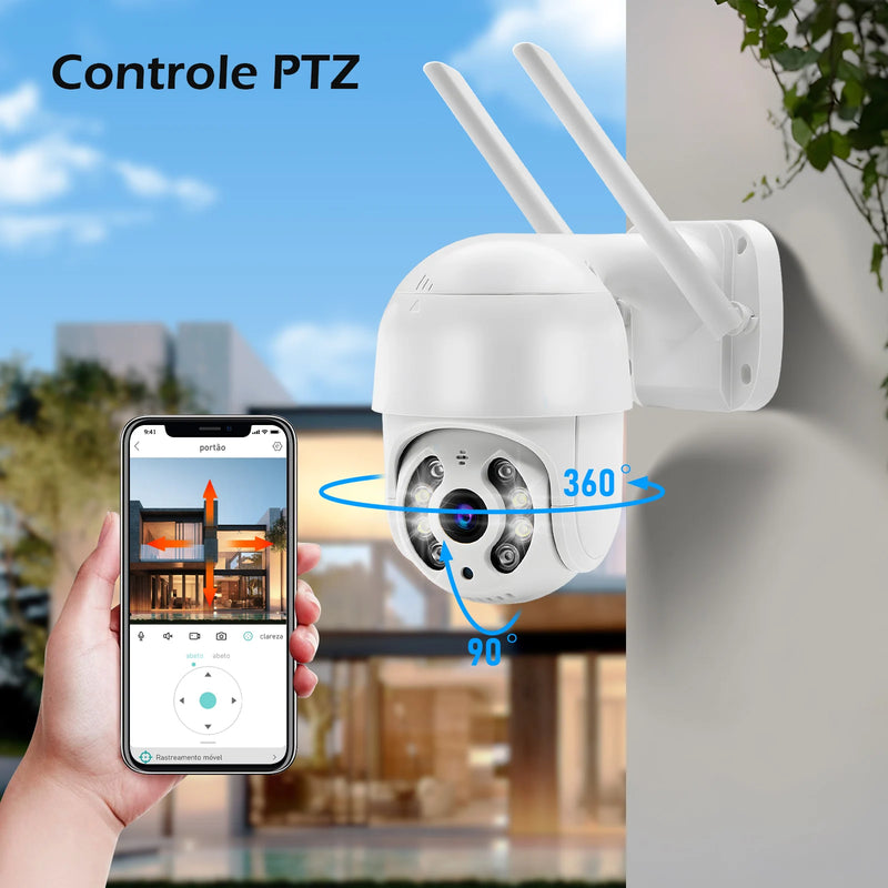 Câmera IP Externa Wi-fi Rotativa, fácil de utilizar, rotação 360º, longo alcance.