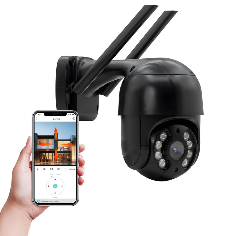 Câmera IP Externa Wi-fi Rotativa, fácil de utilizar, rotação 360º, longo alcance.