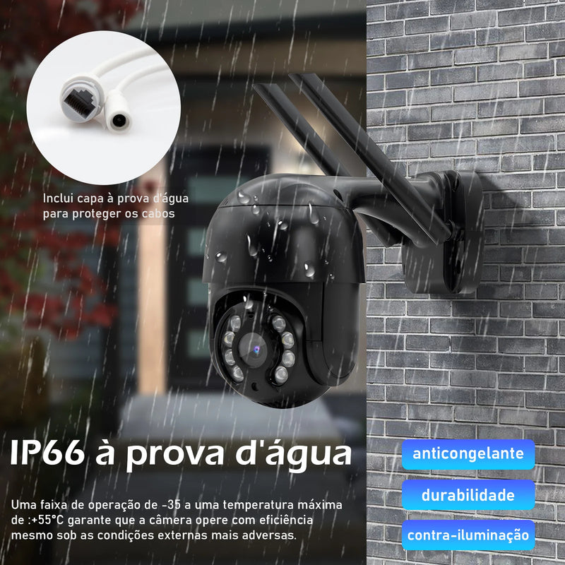Câmera IP Externa Wi-fi Rotativa, fácil de utilizar, rotação 360º, longo alcance.
