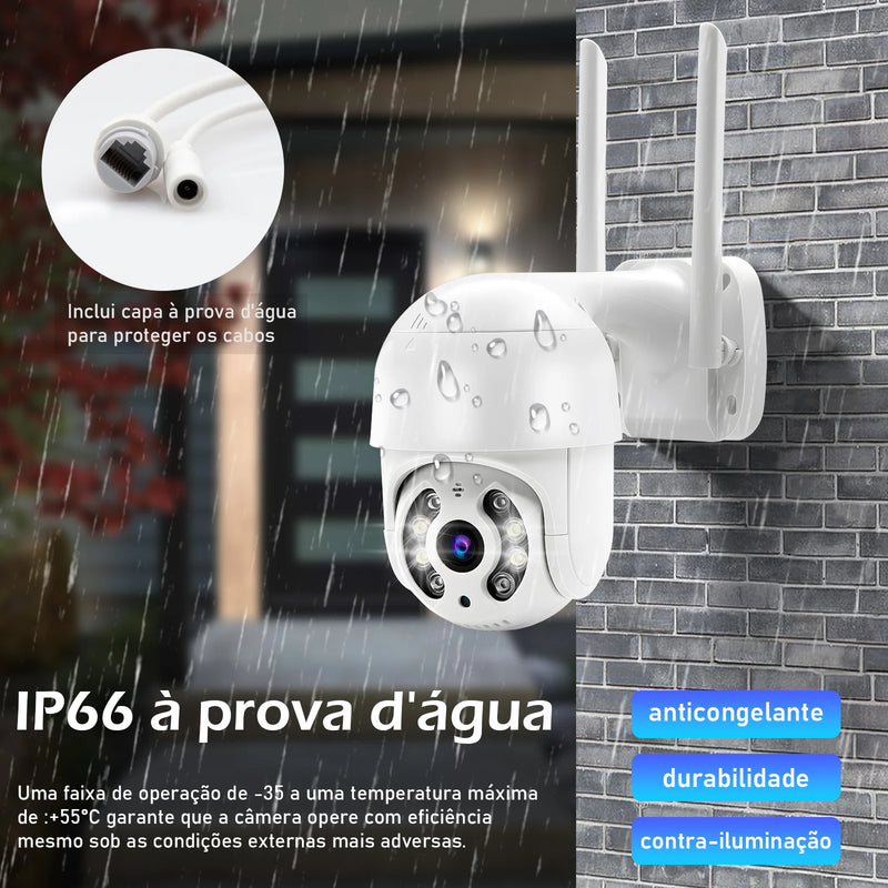 Câmera IP Externa Wi-fi Rotativa, fácil de utilizar, rotação 360º, longo alcance.
