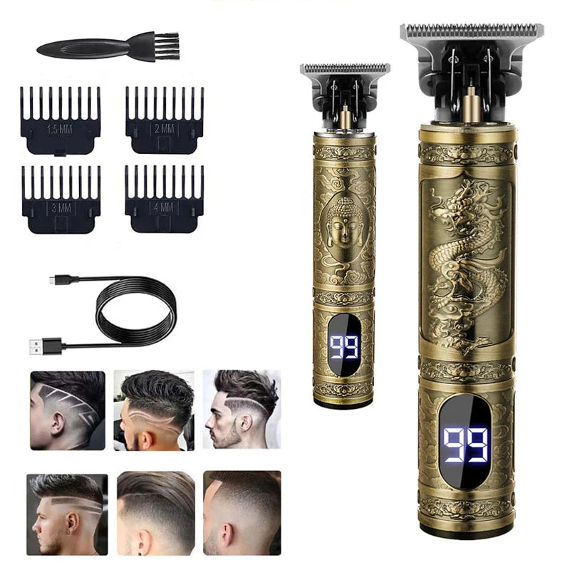 Máquina de cortar cabelo profissional para homens T9 elétrica recarregável
