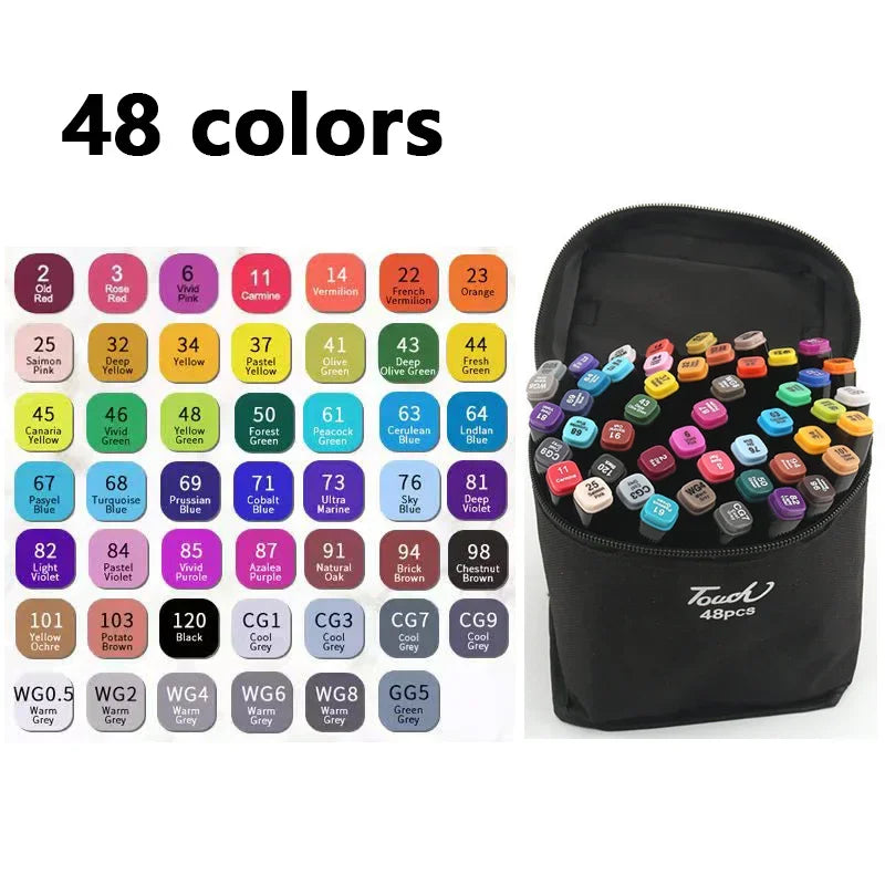 Conjunto de canetas marcadoras coloridas oleosas com ponta dupla, tinta artística, pincel de manga para meninas, crianças, escritório, escola, material de papelaria