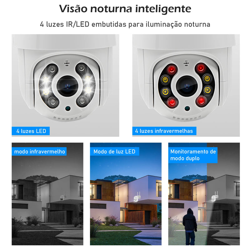 Câmera IP Externa Wi-fi Rotativa, fácil de utilizar, rotação 360º, longo alcance.