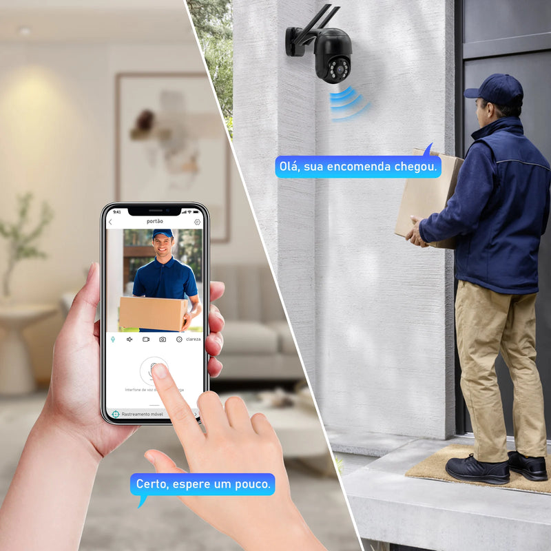 Câmera IP Externa Wi-fi Rotativa, fácil de utilizar, rotação 360º, longo alcance.
