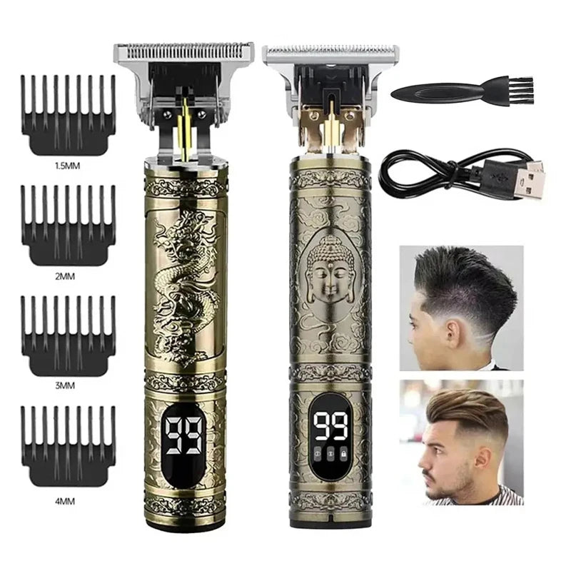 Máquina de cortar cabelo profissional para homens T9 elétrica recarregável