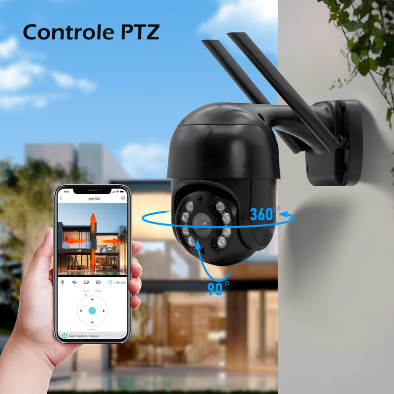 Câmera IP Externa Wi-fi Rotativa, fácil de utilizar, rotação 360º, longo alcance.