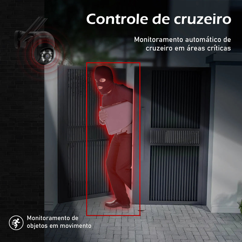 Câmera IP Externa Wi-fi Rotativa, fácil de utilizar, rotação 360º, longo alcance.