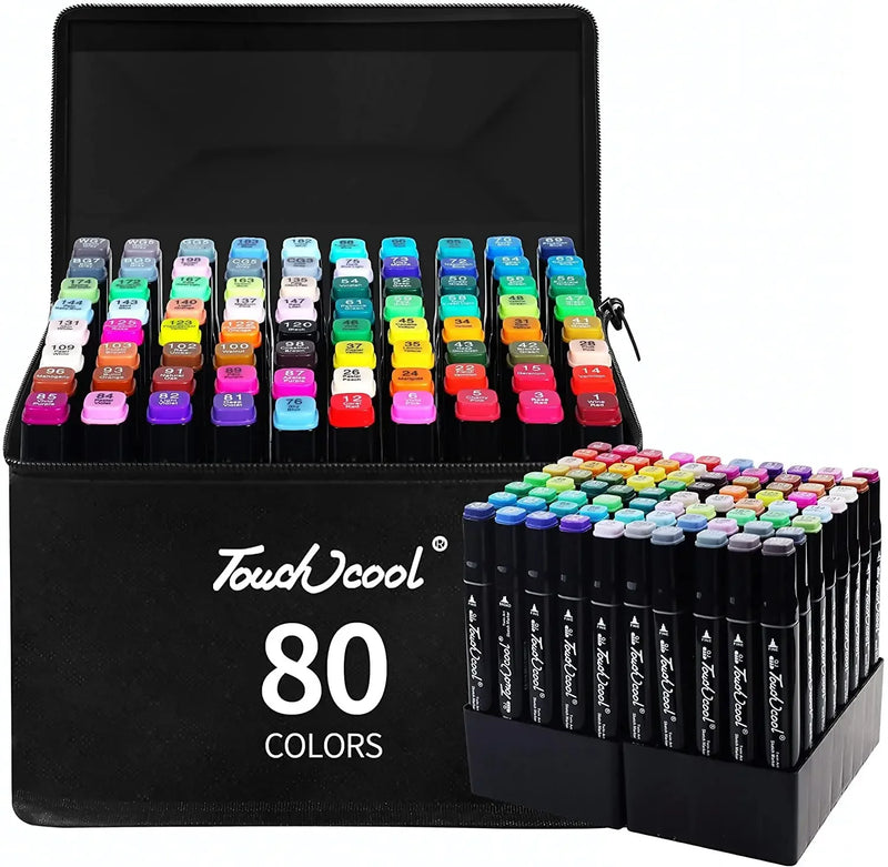 Conjunto de canetas marcadoras coloridas oleosas com ponta dupla, tinta artística, pincel de manga para meninas, crianças, escritório, escola, material de papelaria