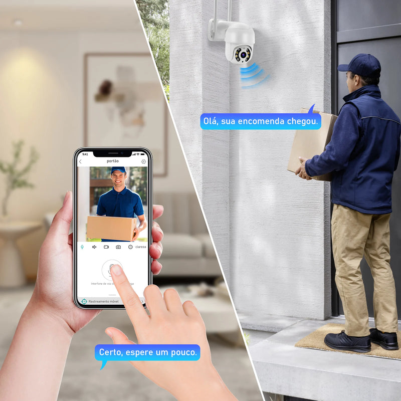 Câmera IP Externa Wi-fi Rotativa, fácil de utilizar, rotação 360º, longo alcance.
