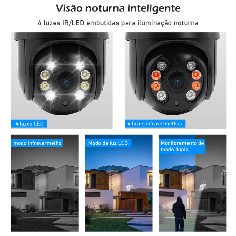 Câmera IP Externa Wi-fi Rotativa, fácil de utilizar, rotação 360º, longo alcance.