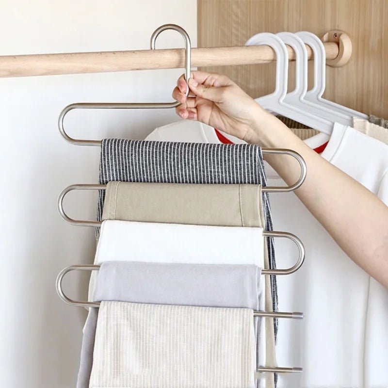 Cabides multifuncionais de 5 camadas, antiderrapantes para calças, para roupas com múltiplas funções - SHAMYS ONLINE SHOPPING