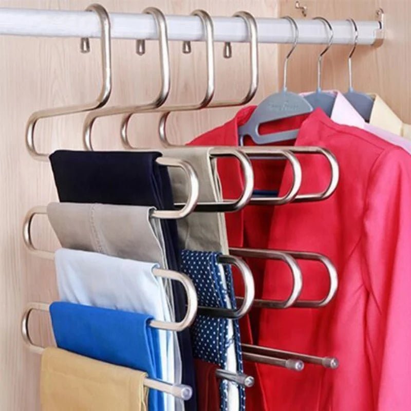 Cabides multifuncionais de 5 camadas, antiderrapantes para calças, para roupas com múltiplas funções - SHAMYS ONLINE SHOPPING