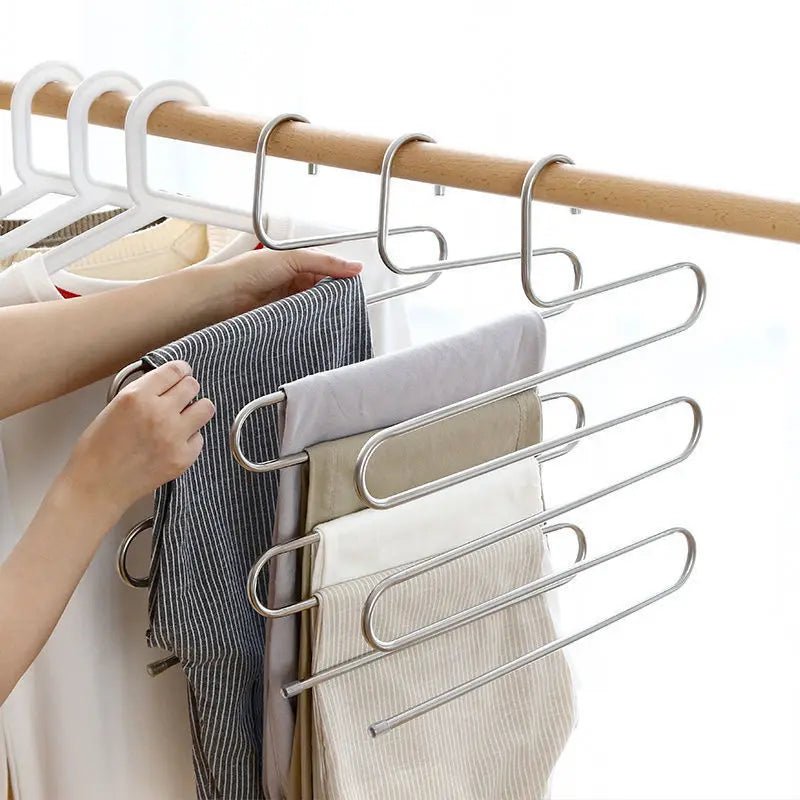 Cabides multifuncionais de 5 camadas, antiderrapantes para calças, para roupas com múltiplas funções - SHAMYS ONLINE SHOPPING