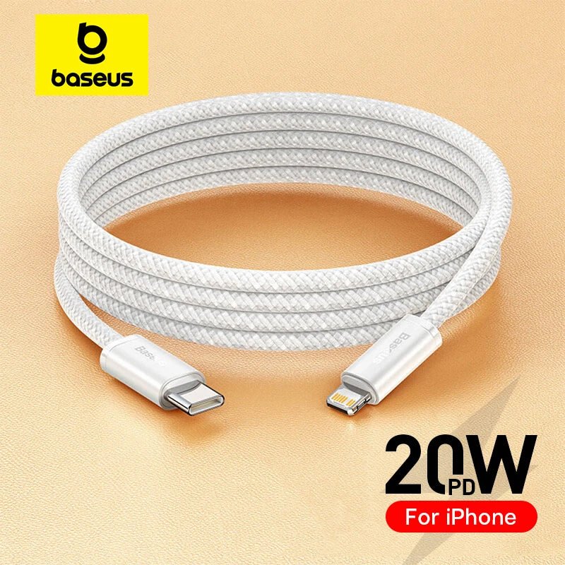 Cabo USB C Baseus para iPhone 14 13 12 11 20W Cabo de carregamento rápido Tipo C - SHAMYS ONLINE SHOPPING