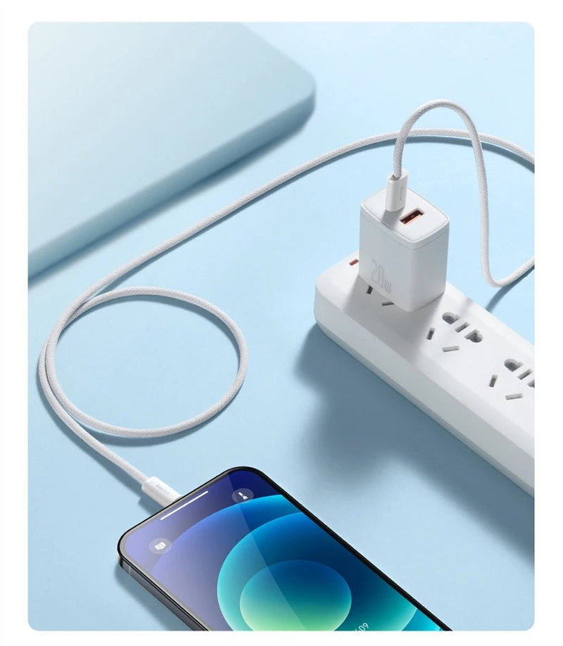 Cabo USB C Baseus para iPhone 14 13 12 11 20W Cabo de carregamento rápido Tipo C - SHAMYS ONLINE SHOPPING