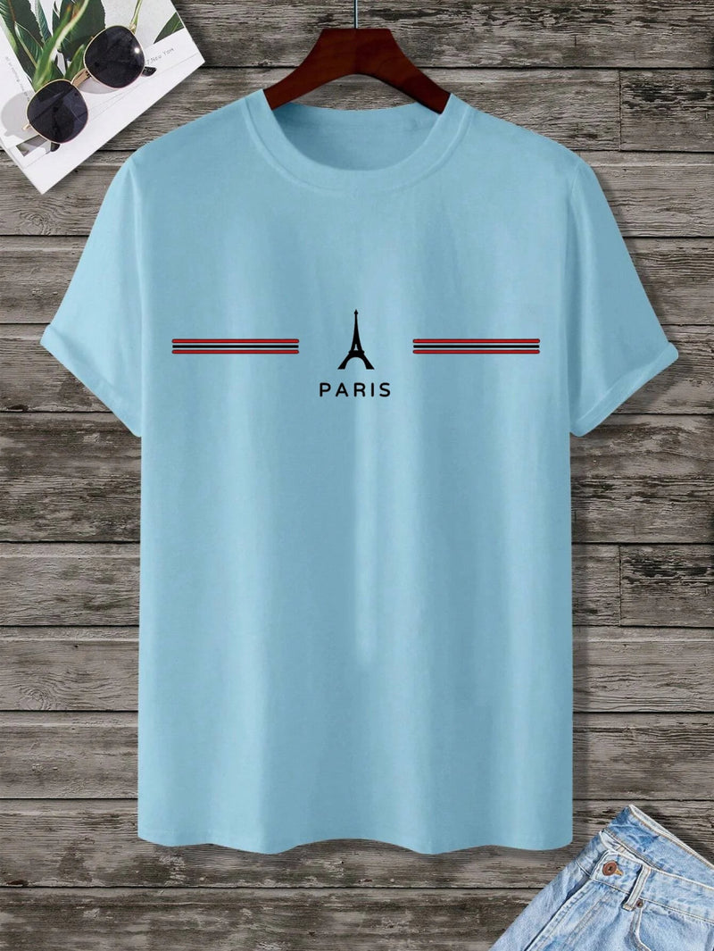 Camiseta masculina 100% algodão confortável, estampa de letras, slim fit, casual, esportiva - SHAMYS ONLINE SHOPPING