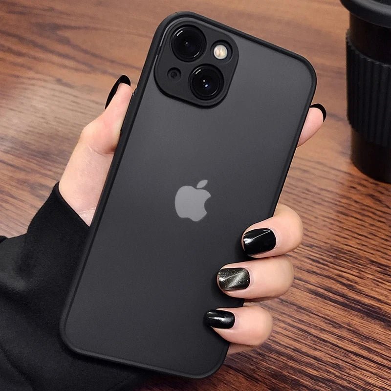 Capa de telefone luxuosa à prova de choque fosca para iPhone 15 14 13 transparente - SHAMYS ONLINE SHOPPING
