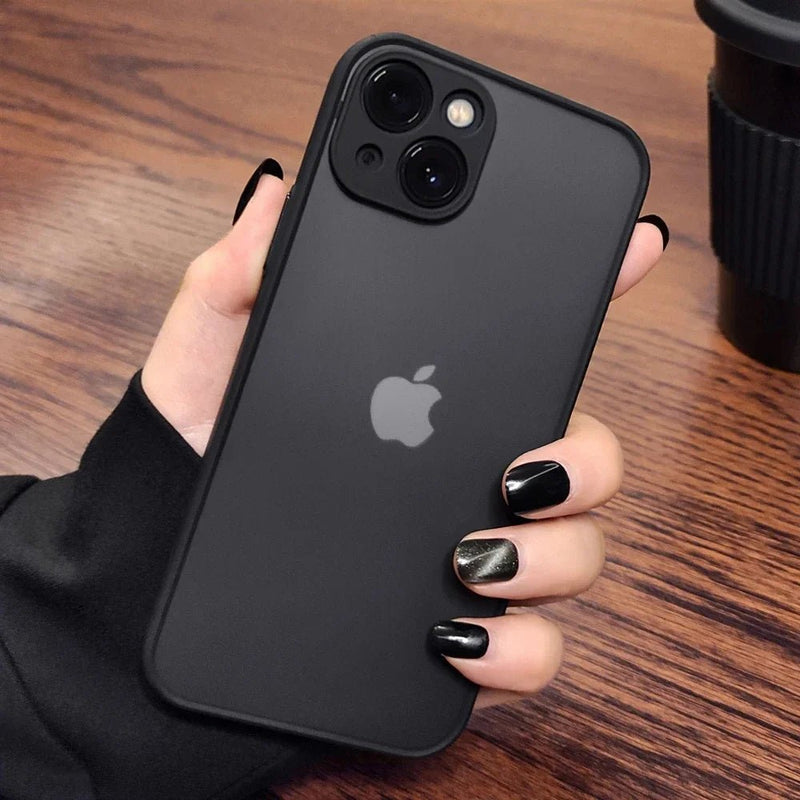 Capa de telefone luxuosa à prova de choque fosca para iPhone 15 14 13 transparente - SHAMYS ONLINE SHOPPING