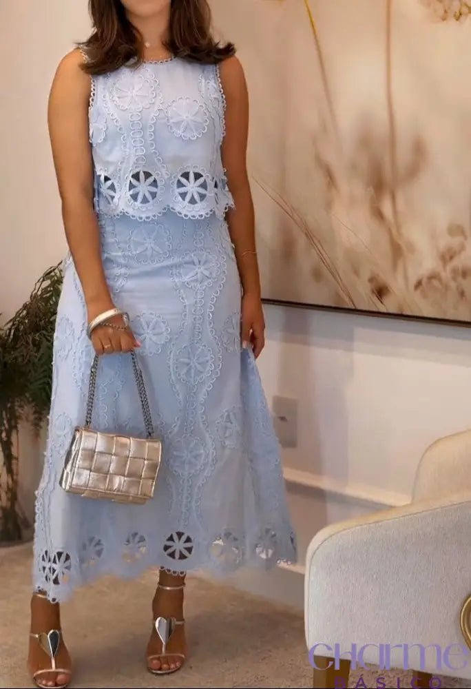 Conjunto cropped e saia midi - SHAMYS ONLINE SHOPPING