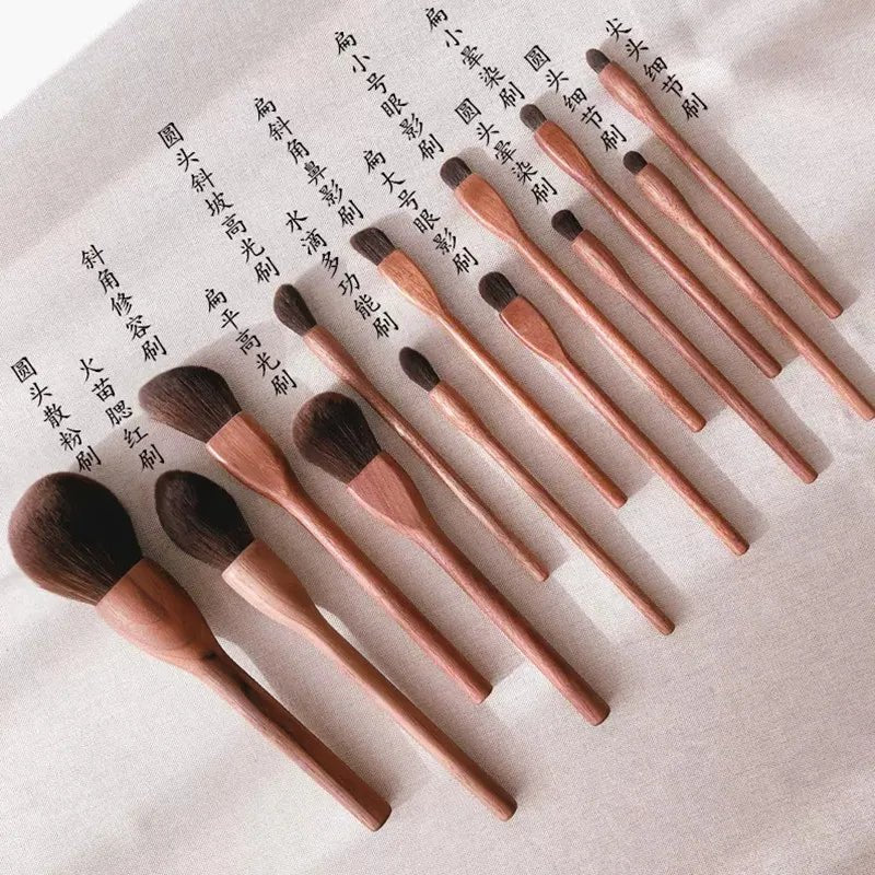 Conjunto de pincéis de maquiagem de nogueira preta, pó cosmético, blush, base, sombra para os olhos, pincel de maquiagem profissional de beleza - SHAMYS ONLINE SHOPPING