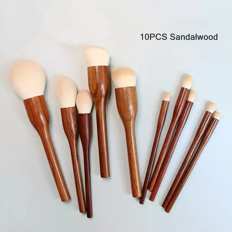 Conjunto de pincéis de maquiagem de nogueira preta, pó cosmético, blush, base, sombra para os olhos, pincel de maquiagem profissional de beleza - SHAMYS ONLINE SHOPPING