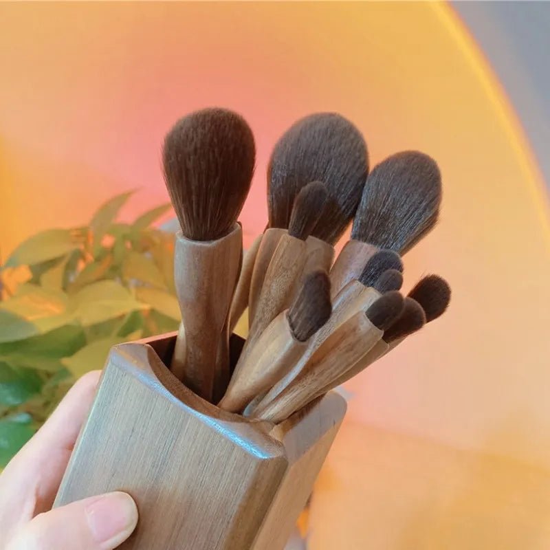 Conjunto de pincéis de maquiagem de nogueira preta, pó cosmético, blush, base, sombra para os olhos, pincel de maquiagem profissional de beleza - SHAMYS ONLINE SHOPPING