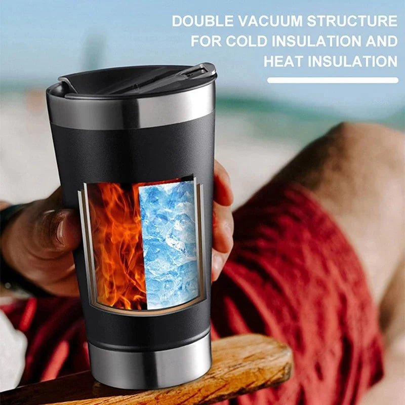 Copo Térmico 473ml Com Tampa Abridor Inox - SHAMYS ONLINE SHOPPING
