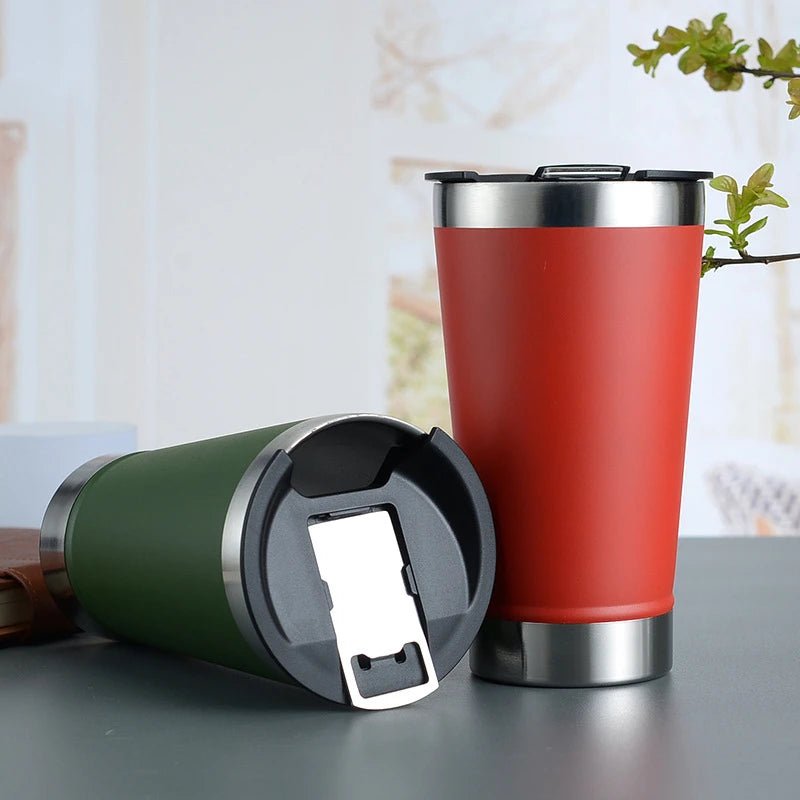 Copo Térmico 473ml Com Tampa Abridor Inox - SHAMYS ONLINE SHOPPING