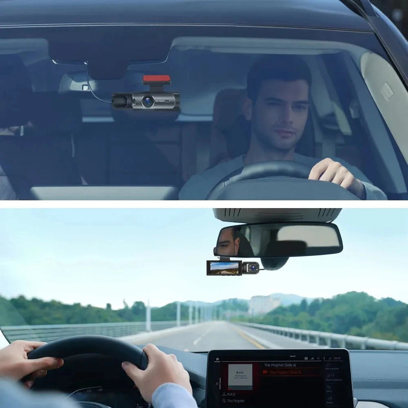 Dash Cam 1280p com Visão Noturna e Gravação em Loop - Câmera Dupla Grande Angular - SHAMYS ONLINE SHOPPING