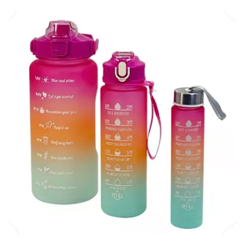 Garrafa De Água Squeeze Kit 3 peças - SHAMYS ONLINE SHOPPING