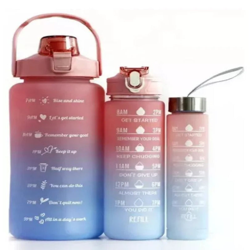 Garrafa De Água Squeeze Kit 3 peças - SHAMYS ONLINE SHOPPING
