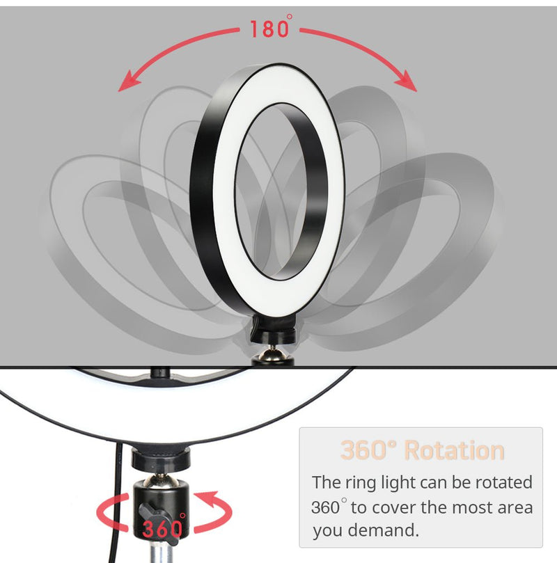 Luz LED para fotografia, anel de luz para selfie, lâmpada com tripé para suporte de telefone, lâmpada fotográfica, anel de luz para transmissão de vídeo ao vivo - SHAMYS ONLINE SHOPPING