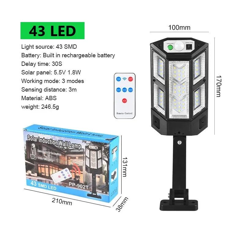 Mais novas luzes solares LED 9900LM lâmpada solar externa com sensor de movimento 4 modos à prova d'água IP65 luz solar para jardim, quintal e rua - SHAMYS ONLINE SHOPPING