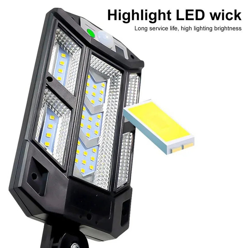 Mais novas luzes solares LED 9900LM lâmpada solar externa com sensor de movimento 4 modos à prova d'água IP65 luz solar para jardim, quintal e rua - SHAMYS ONLINE SHOPPING