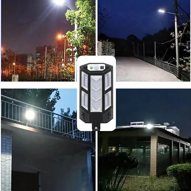 Mais novas luzes solares LED 9900LM lâmpada solar externa com sensor de movimento 4 modos à prova d'água IP65 luz solar para jardim, quintal e rua - SHAMYS ONLINE SHOPPING