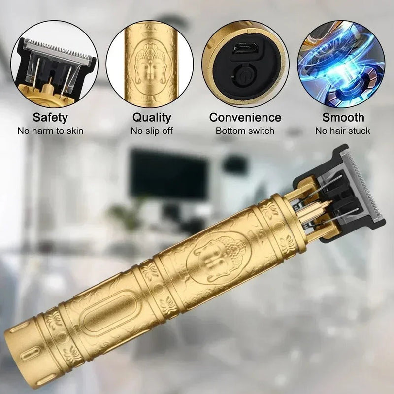 Máquina de cortar cabelo T9 Barbear Aparador de pelos corporais Máquina de cortar cabelo elétrica Barbeiro profissional - SHAMYS ONLINE SHOPPING