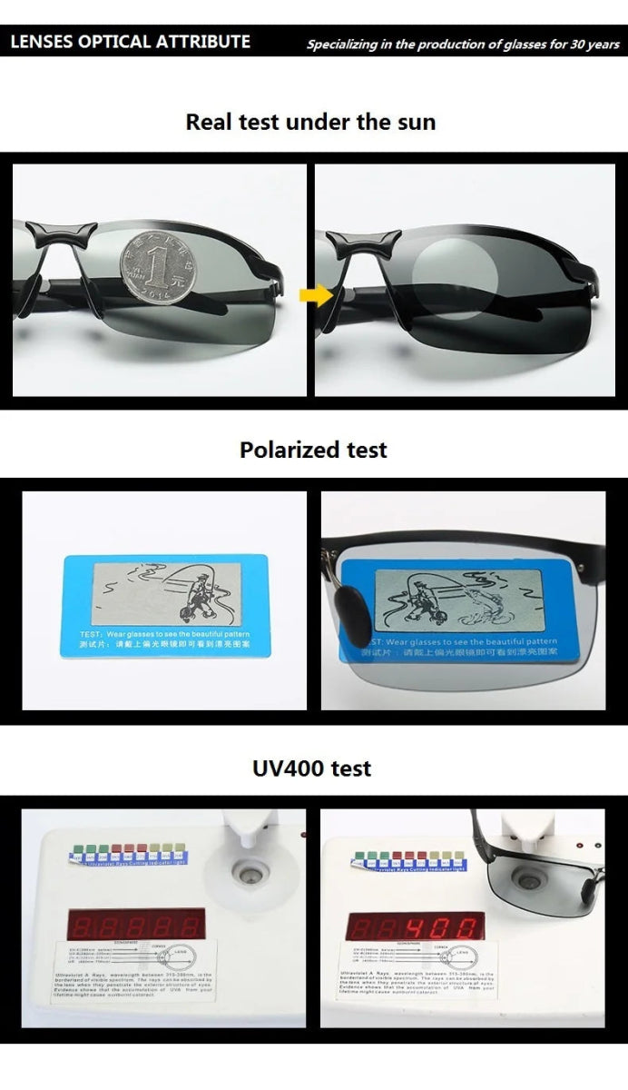 Óculos de sol fotocromáticos masculinos polarizados óculos camaleão - SHAMYS ONLINE SHOPPING