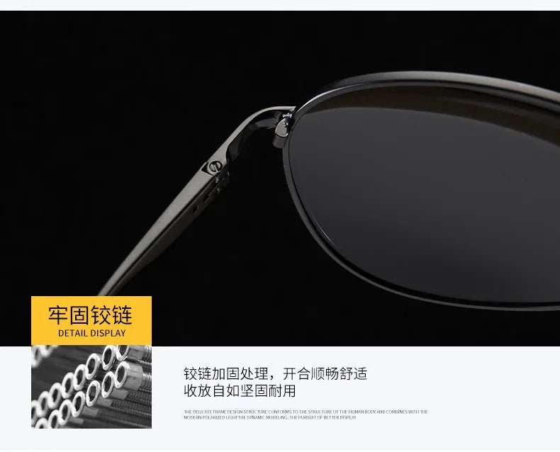 Óculos de sol polarizados com armação de metal modelo aviador, visão diurna e noturna, para dirigir - SHAMYS ONLINE SHOPPING
