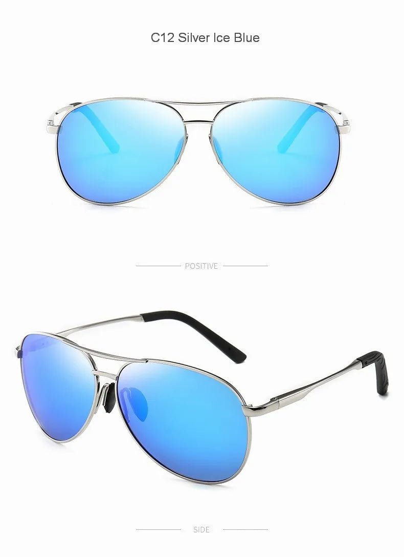 Óculos de sol polarizados com armação de metal modelo aviador, visão diurna e noturna, para dirigir - SHAMYS ONLINE SHOPPING