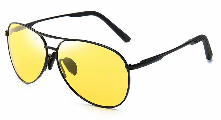 Óculos de sol polarizados com armação de metal modelo aviador, visão diurna e noturna, para dirigir - SHAMYS ONLINE SHOPPING