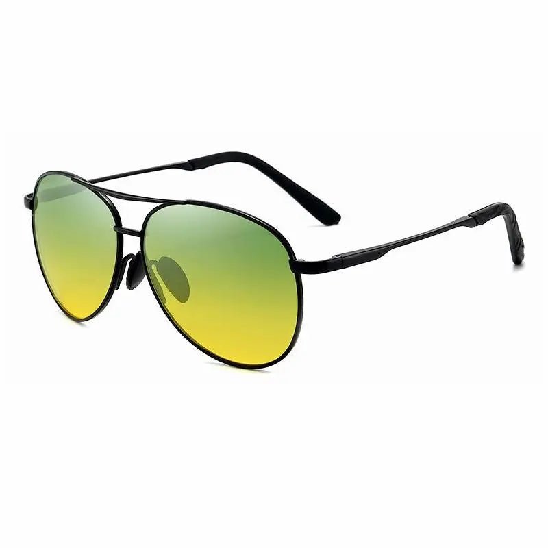 Óculos de sol polarizados com armação de metal modelo aviador, visão diurna e noturna, para dirigir - SHAMYS ONLINE SHOPPING