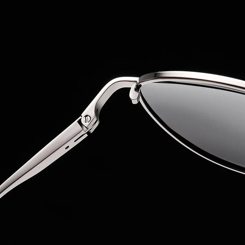 Óculos de sol polarizados com armação de metal modelo aviador, visão diurna e noturna, para dirigir - SHAMYS ONLINE SHOPPING