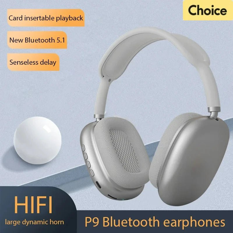 P9 Fone de ouvido sem fio Bluetooth para esportes ao ar livre, fones de ouvido sem fio para jogos com microfone, cancelamento de ruído, fones de ouvido Bluetooth - SHAMYS ONLINE SHOPPING